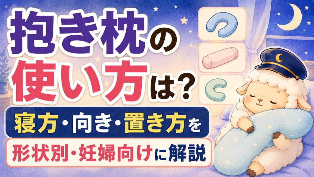 抱き枕の使い方は？寝方・向き・置き方を形状別・妊婦向けに解説の記事のアイキャッチ画像
