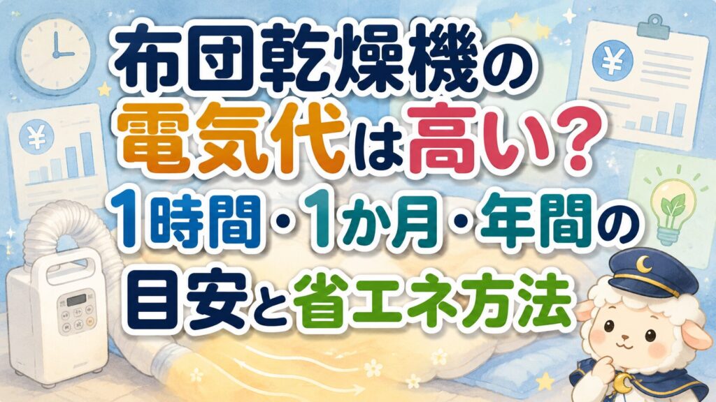 布団乾燥機の電気代は高い？1時間・1か月・年間の目安と省エネ方法の記事のアイキャッチ画像