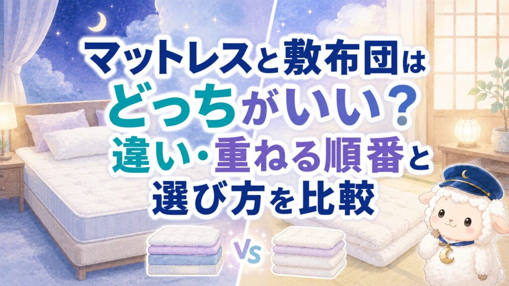 マットレスと敷布団はどっちがいい？違い・重ねる順番と選び方を比較の記事のアイキャッチ画像