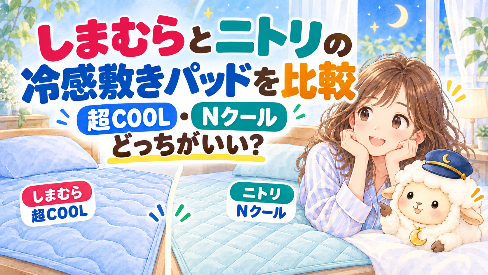 しまむらとニトリの冷感敷きパッドを比較｜超COOL・Nクールはどっちがいい？の記事のアイキャッチ画像