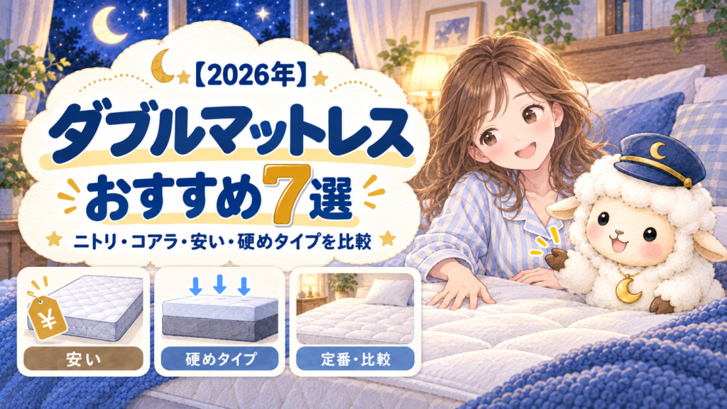 【2026年】ダブルマットレスおすすめ7選｜ニトリ・コアラ・安い・硬めタイプを比較の記事のアイキャッチ画像