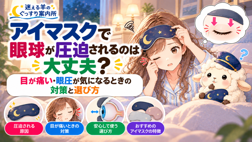 アイマスクで眼球が圧迫されるのは大丈夫？目が痛い・眼圧が気になるときの対策と選び方の記事のアイキャッチ画像