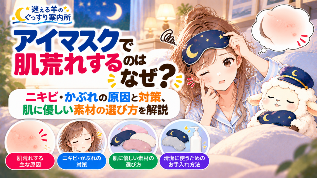アイマスクで肌荒れする原因は？ニキビ・かぶれ対策と肌に優しい素材の選び方の記事のアイキャッチ画像