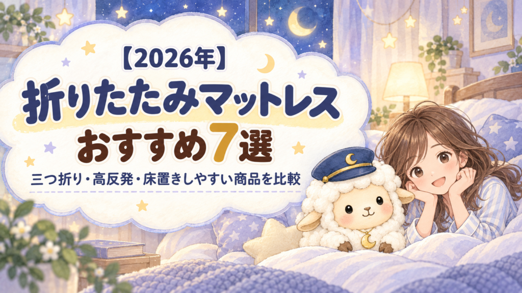 【2026年】折りたたみマットレスおすすめ7選｜三つ折り・高反発・床置きしやすい商品を比較の記事のアイキャッチ画像