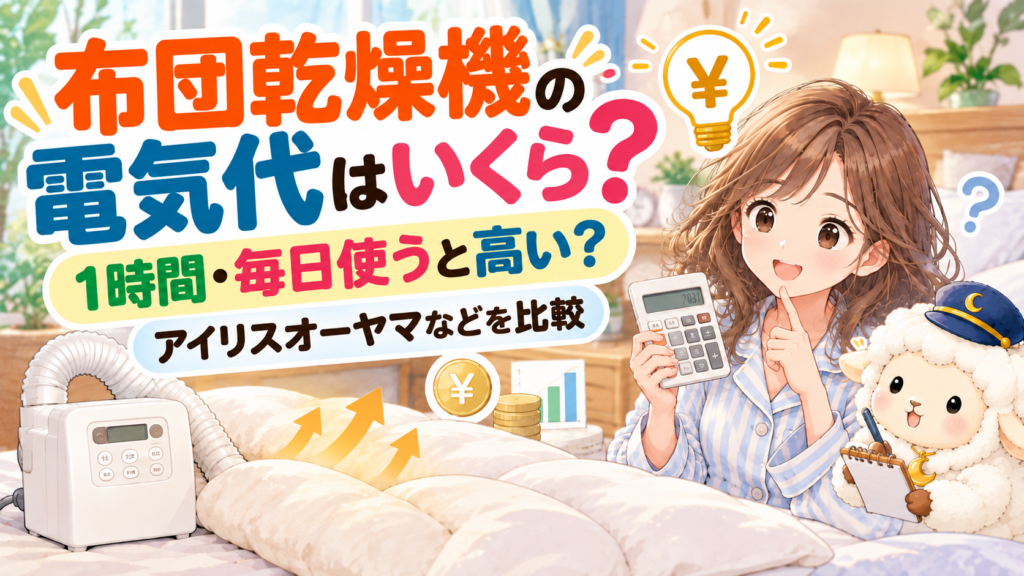 布団乾燥機の電気代はいくら？1時間・毎日使うと高い？アイリスオーヤマなどを比較の記事のアイキャッチ画像