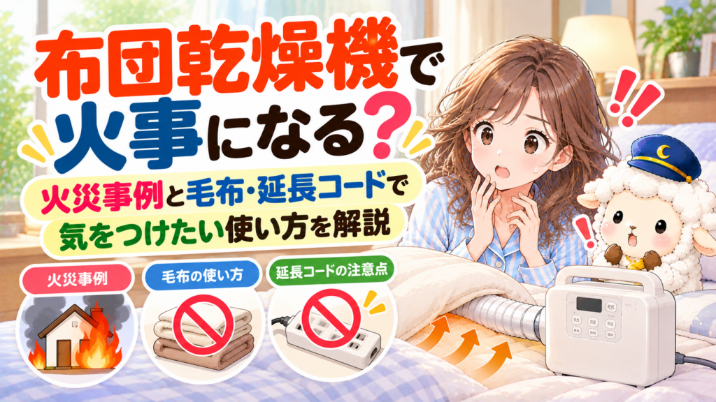 布団乾燥機で火事になる？火災事例と毛布・延長コードで気をつけたい使い方の記事のアイキャッチ画像