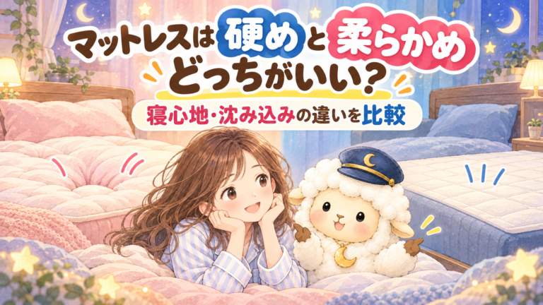 マットレスは硬めと柔らかめどっちがいい？寝心地・沈み込みの違いを比較の記事のアイキャッチ画像