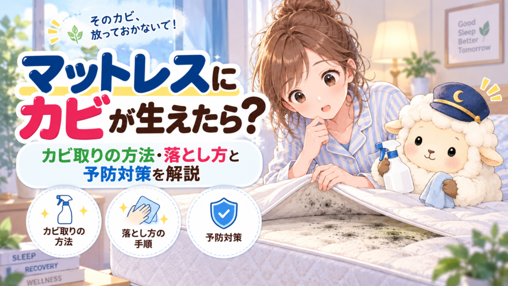 マットレスにカビが生えたら？カビ取りの方法・落とし方と予防対策を解説の記事のアイキャッチ画像