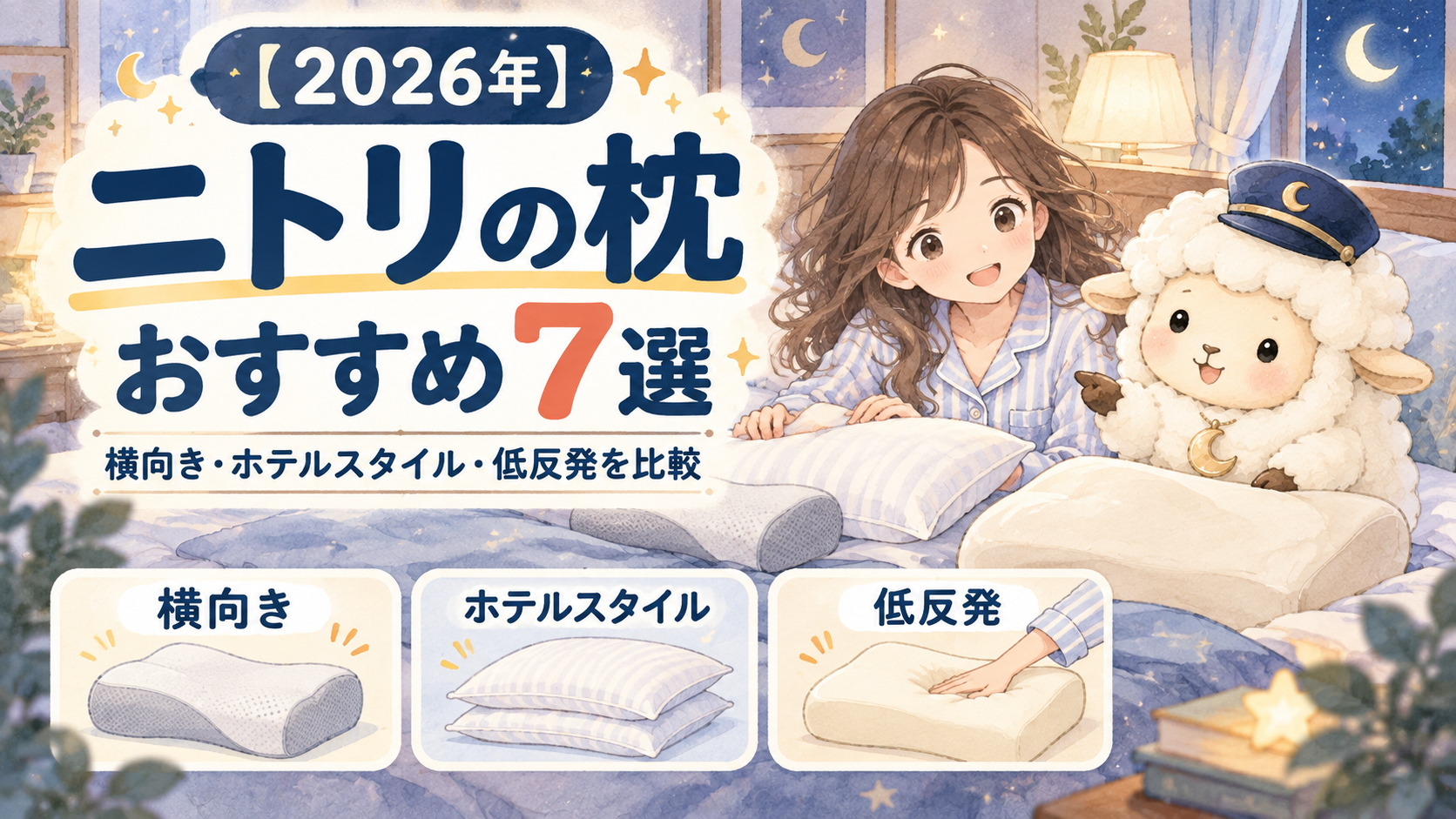 【2026年】ニトリの枕おすすめ7選|横向き・ホテルスタイル・低反発を比較の記事のアイキャッチ画像