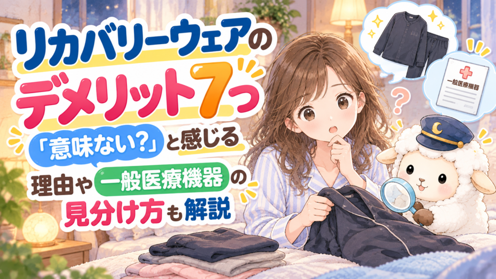 リカバリーウェアのデメリット7つ｜「意味ない？」と感じる理由や一般医療機器の見分け方の記事のアイキャッチ画像