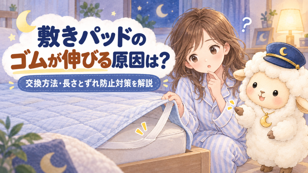 敷きパッドのゴムが伸びる原因は？交換方法・長さとずれ防止対策を解説の記事のアイキャッチ画像