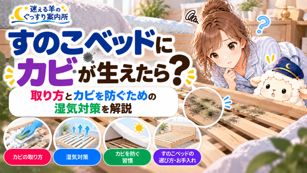 すのこベッドにカビが生えたら？取り方とカビを防ぐための湿気対策を解説の記事のアイキャッチ画像