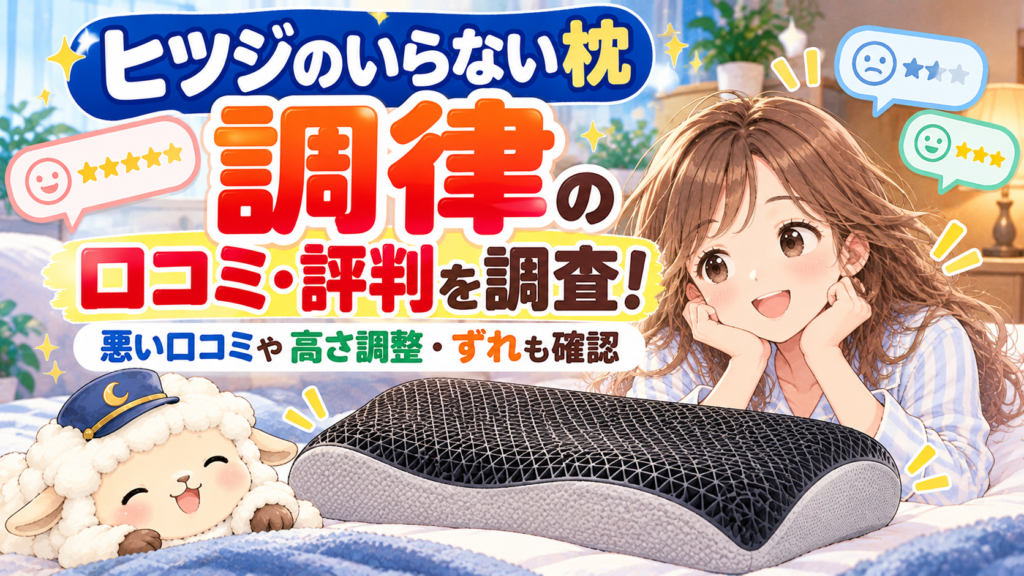 ヒツジのいらない枕 ―調律―の口コミ・評判を調査！悪い口コミや高さ調整・ずれも確認の記事のアイキャッチ画像
