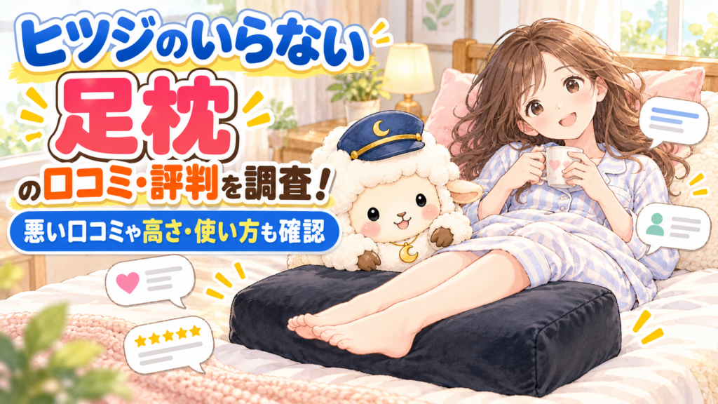 ヒツジのいらない足枕の口コミ・評判を調査！悪い口コミや高さ・使い方も確認の記事のアイキャッチ画像