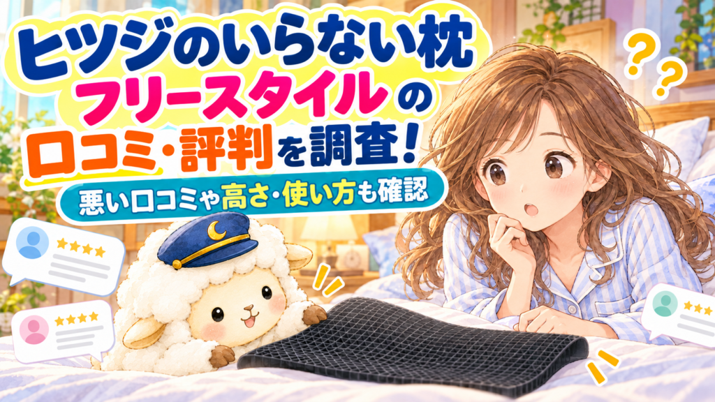 ヒツジのいらない枕 ーフリースタイルーの口コミ・評判を調査！悪い口コミや高さ・使い方も確認の記事のアイキャッチ画像