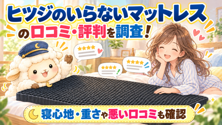 ヒツジのいらないマットレスの口コミ・評判を調査！寝心地・重さや悪い口コミも確認の記事のアイキャッチ画像
