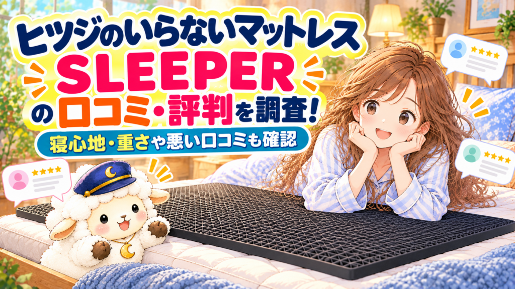 ヒツジのいらないマットレス ーSLEEPERーの口コミ・評判を調査！寝心地・重さや悪い口コミも確認の記事のアイキャッチ画像