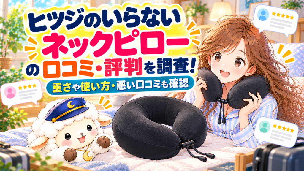 ヒツジのいらないネックピローの口コミ・評判を調査！重さや使い方・悪い口コミも確認の記事のアイキャッチ画像
