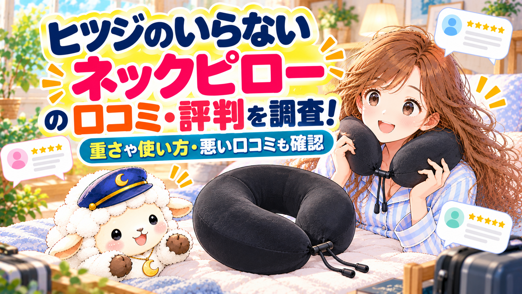 ヒツジのいらないネックピローの口コミ・評判を調査！重さや使い方・悪い口コミも確認の記事のアイキャッチ画像