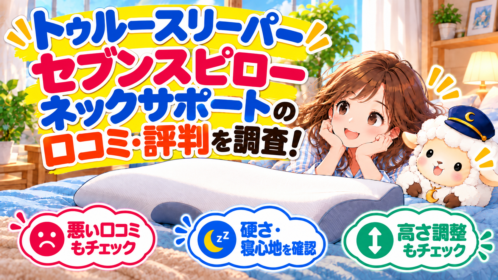トゥルースリーパー セブンスピロー ネックサポートの口コミ・評判を調査！悪い口コミや硬さ・高さ調整も確認の記事のアイキャッチ画像