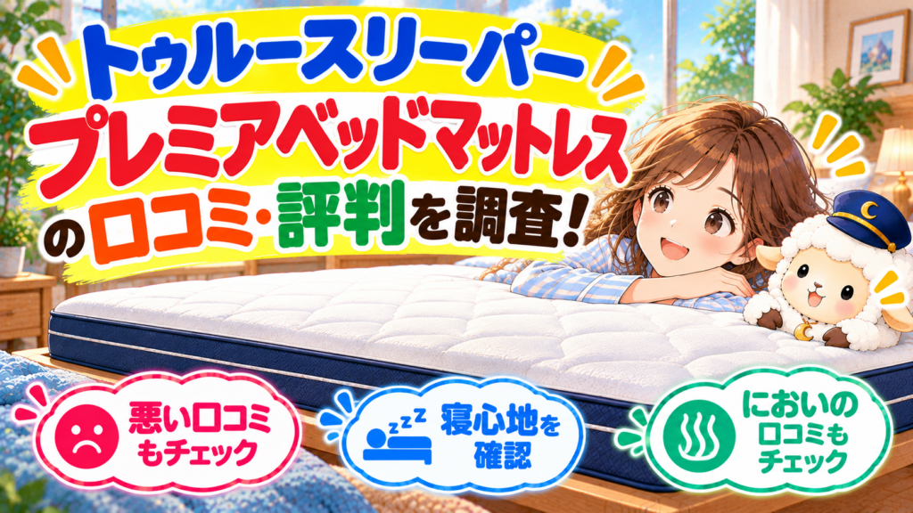 トゥルースリーパー プレミアベッドマットレスの口コミ・評判を調査！悪い口コミや寝心地・においも確認の記事のアイキャッチ画像